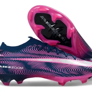 Nike Navy Pink Wave-Patterned Synthetic Upper Low-Cut Sock-Fit Collar Firm-Ground Soccer Shoes