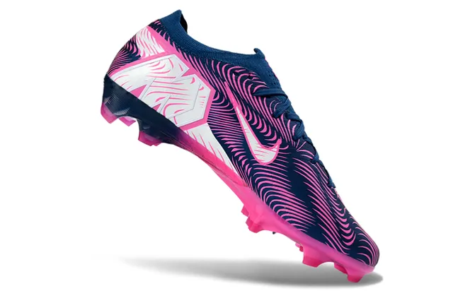 Nike Navy Pink Wave-Patterned Synthetic Upper Low-Cut Sock-Fit Collar Firm-Ground Soccer Shoes 2