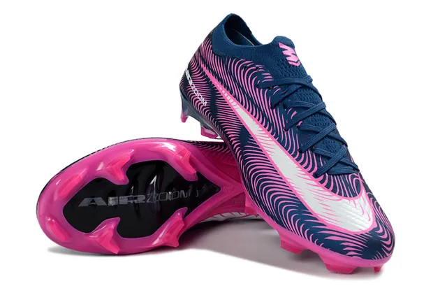 Nike Navy Pink Wave-Patterned Synthetic Upper Low-Cut Sock-Fit Collar Firm-Ground Soccer Shoes 4