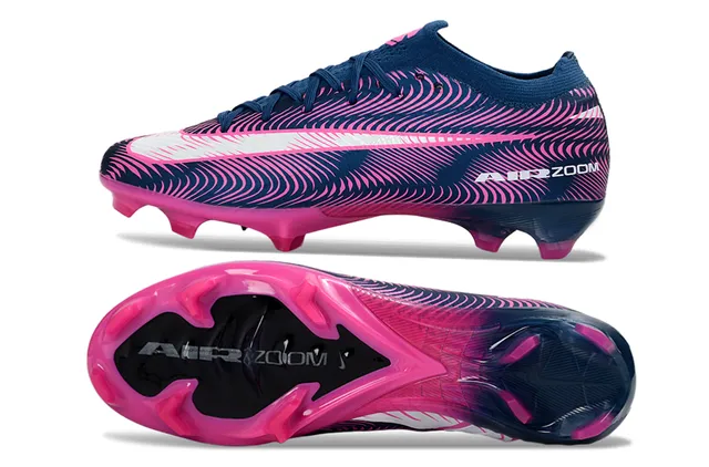 Nike Navy Pink Wave-Patterned Synthetic Upper Low-Cut Sock-Fit Collar Firm-Ground Soccer Shoes 6