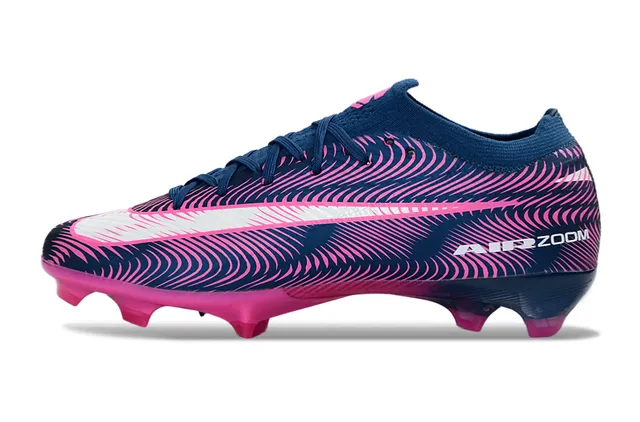 Nike Navy Pink Wave-Patterned Synthetic Upper Low-Cut Sock-Fit Collar Firm-Ground Soccer Shoes 7
