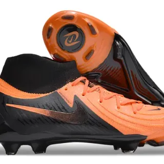 Nike Orange Black High-Cut Sock-Fit Collar Synthetic Textured Upper Firm-Ground Soccer Shoes