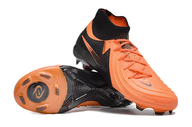 Nike Orange Black High-Cut Sock-Fit Collar Synthetic Textured Upper Firm-Ground Soccer Shoes 3
