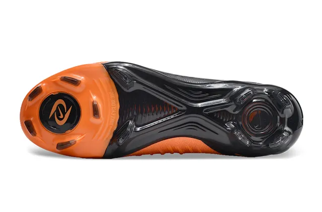 Nike Orange Black High-Cut Sock-Fit Collar Synthetic Textured Upper Firm-Ground Soccer Shoes 6