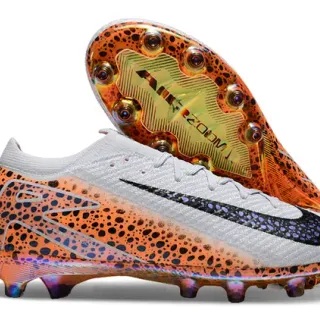 Nike Orange Black Low-Cut Sock-Fit Upper Speckled Print Firm-Ground Soccer Shoes