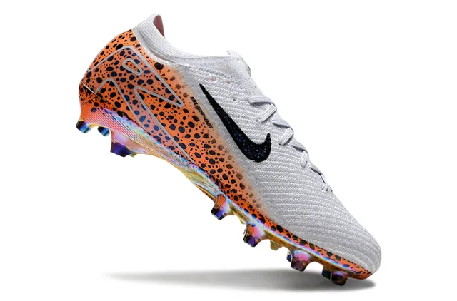 Nike Orange Black Low-Cut Sock-Fit Upper Speckled Print Firm-Ground Soccer Shoes 2
