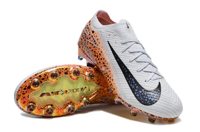 Nike Orange Black Low-Cut Sock-Fit Upper Speckled Print Firm-Ground Soccer Shoes 4