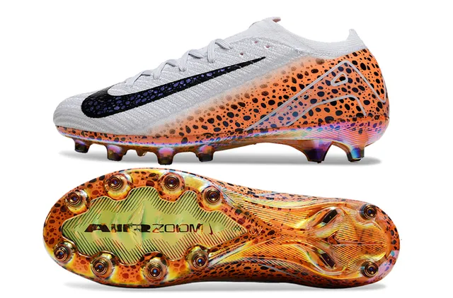 Nike Orange Black Low-Cut Sock-Fit Upper Speckled Print Firm-Ground Soccer Shoes 6