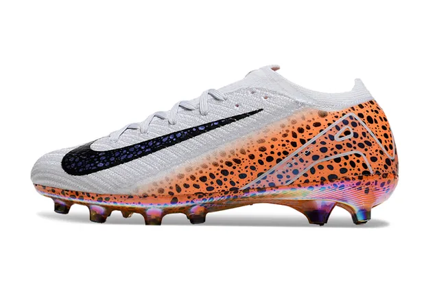 Nike Orange Black Low-Cut Sock-Fit Upper Speckled Print Firm-Ground Soccer Shoes 7