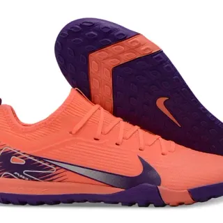 Nike Orange Purple Knit Upper Low-Cut Collar Turf Soccer Shoes