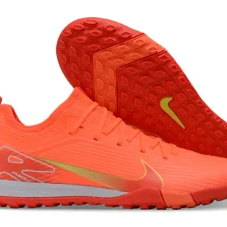 Nike Orange Red Knit Upper Dynamic Fit Collar Turf Soccer Shoes