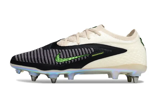 Nike Phantom GT Beige Black Knit Upper Holographic Sole Firm-Ground Soccer Shoes 7