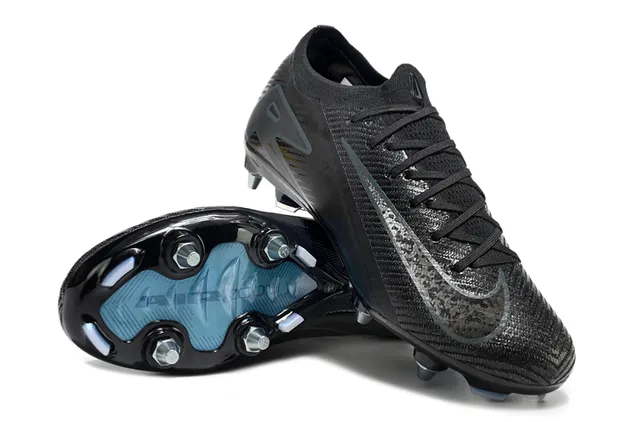 Nike Phantom GT Black Blue Low-Cut Knit Upper Asymmetric Lacing Firm-Ground Soccer Shoes 4