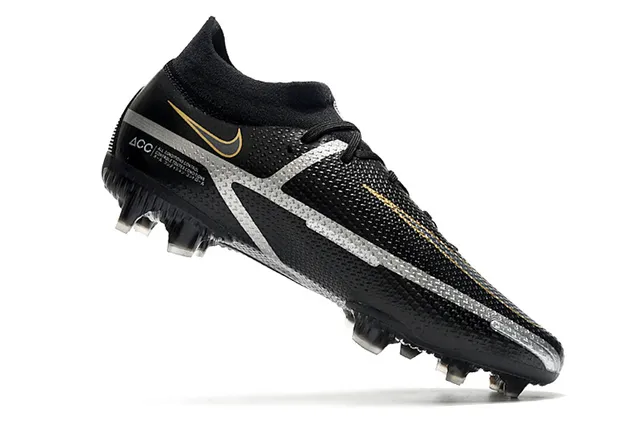 Nike Phantom GT Black Gold High-Cut Knit Upper Asymmetrical Lacing Firm-Ground Soccer Shoes 3