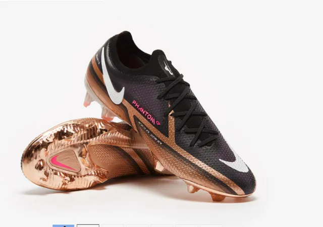 Nike Phantom GT Negro Dorado Bajo Corte Superior Sintético Recubrimiento Metálico Cobre Superficie Natural Zapatos de Fútbol 8