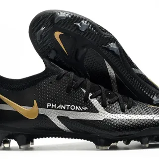 Nike Phantom GT Black Gold Silver Firm-Ground Soccer Shoes