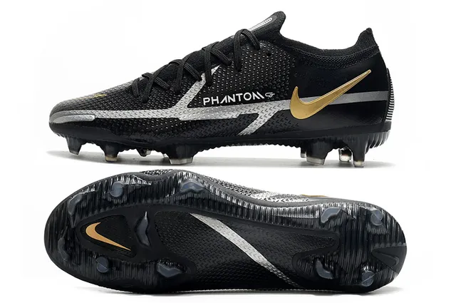 Nike Phantom GT Black Gold Silver Firm-Ground Soccer Shoes 2