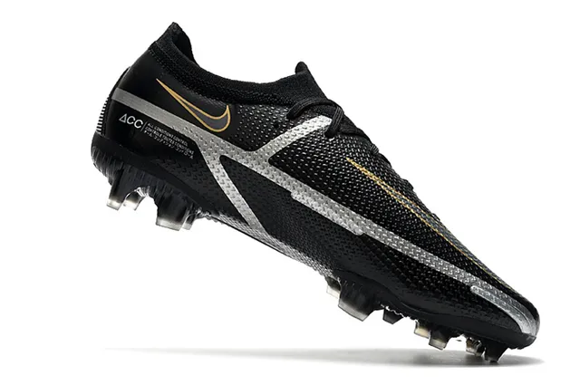 Nike Phantom GT Black Gold Silver Firm-Ground Soccer Shoes 3