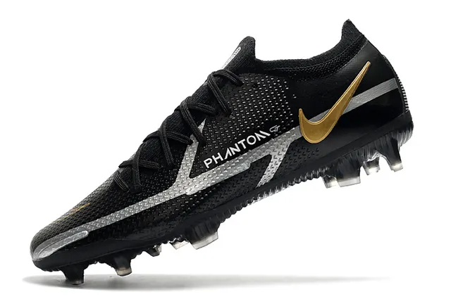 Nike Phantom GT Black Gold Silver Firm-Ground Soccer Shoes 4