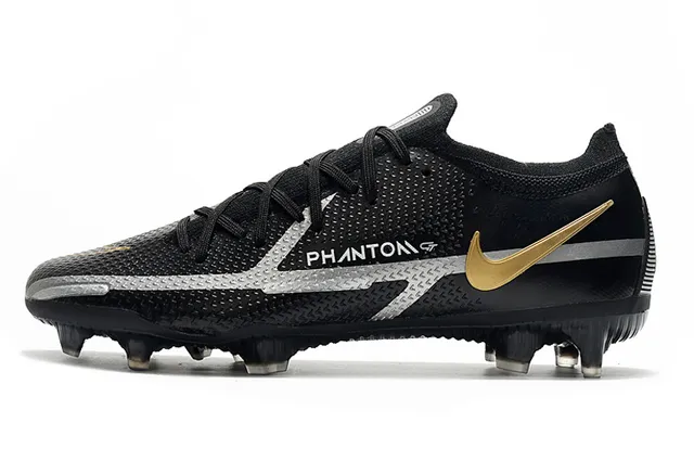 Nike Phantom GT Black Gold Silver Firm-Ground Soccer Shoes 5