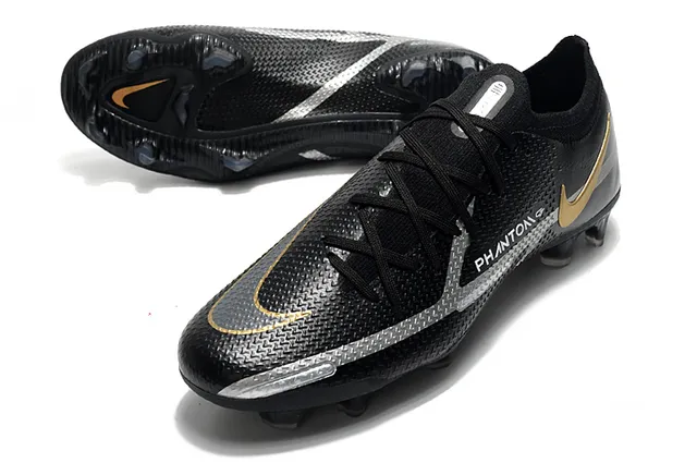 Nike Phantom GT Black Gold Silver Firm-Ground Soccer Shoes 6