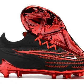 Nike Phantom GT Black Red Knit Upper Thread Detailing Firm-Ground Soccer Shoes