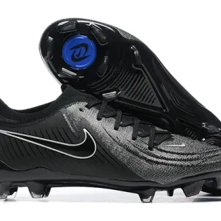 Nike Phantom GT Black Silver Low-Cut Knit Upper Asymmetrical Lacing Firm-Ground Soccer Shoes