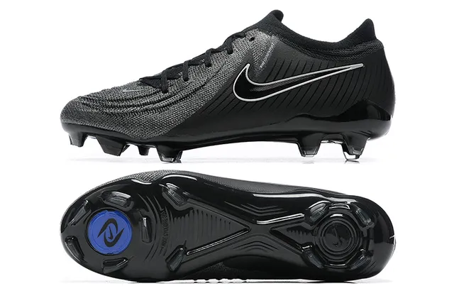 Nike Phantom GT Black Silver Low-Cut Knit Upper Asymmetrical Lacing Firm-Ground Soccer Shoes 6
