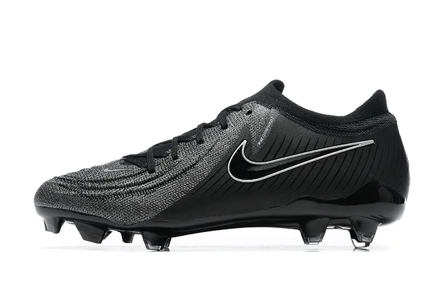Nike Phantom GT Black Silver Low-Cut Knit Upper Asymmetrical Lacing Firm-Ground Soccer Shoes 7