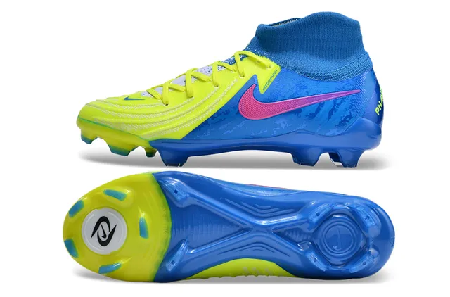 Nike Phantom GT Blue Yellow Low-Cut Sock-Fit Collar Asymmetric Lacing Firm-Ground Soccer Shoes 5