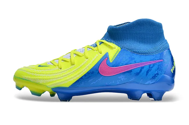 Nike Phantom GT Blue Yellow Low-Cut Sock-Fit Collar Asymmetric Lacing Firm-Ground Soccer Shoes 8