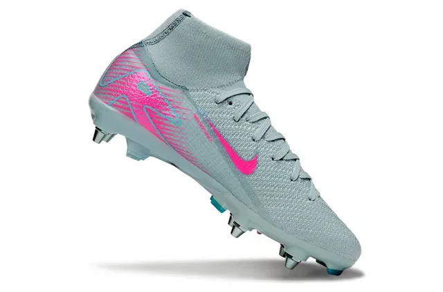 Chaussures de football Nike Phantom GT Gray Pink High-Cut Sock-Fit Collar Firm-Ground 2