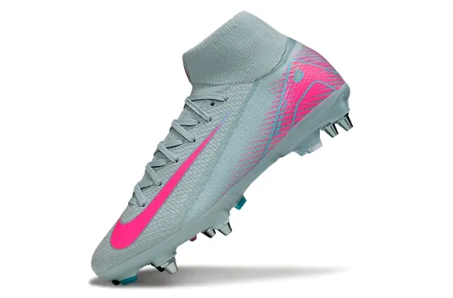 Chaussures de football Nike Phantom GT Gray Pink High-Cut Sock-Fit Collar Firm-Ground 3