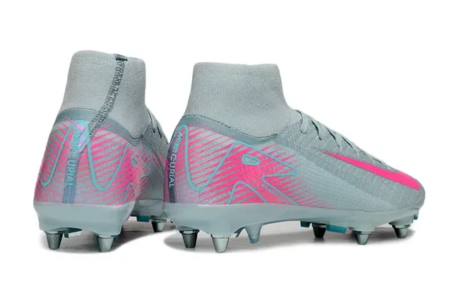 Chaussures de football Nike Phantom GT Gray Pink High-Cut Sock-Fit Collar Firm-Ground 5