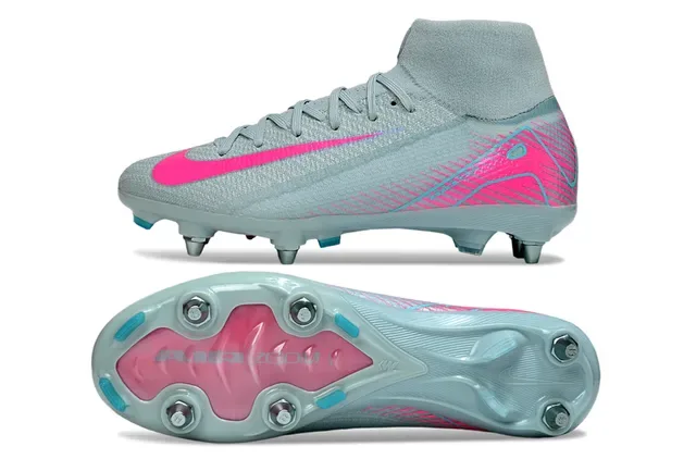 Chaussures de football Nike Phantom GT Gray Pink High-Cut Sock-Fit Collar Firm-Ground 6