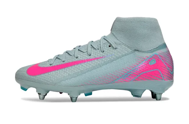 Chaussures de football Nike Phantom GT Gray Pink High-Cut Sock-Fit Collar Firm-Ground 7