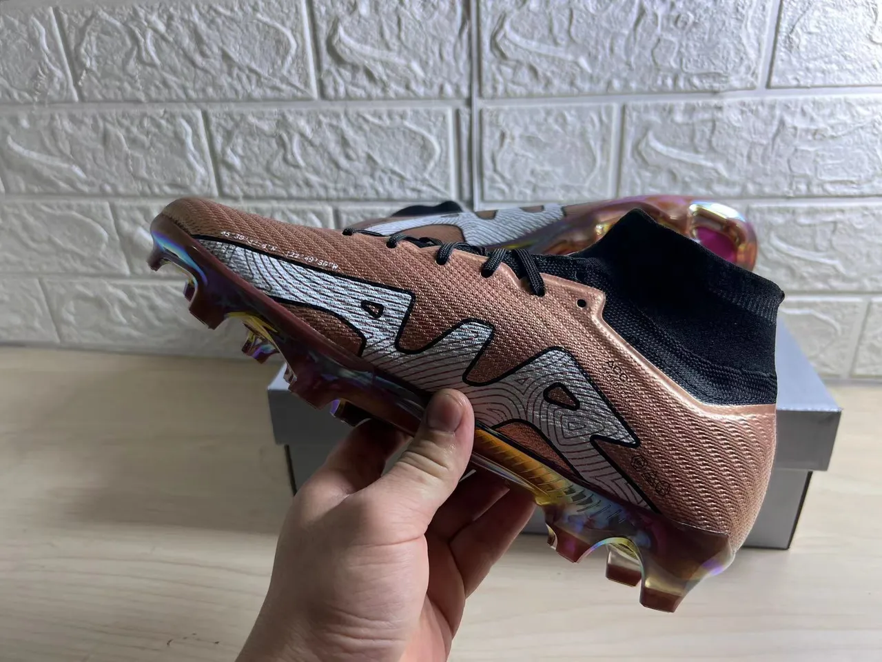 Nike Phantom GT Pink Black High-Cut Sock-Fit Collar Firm-Ground Soccer Shoes 6