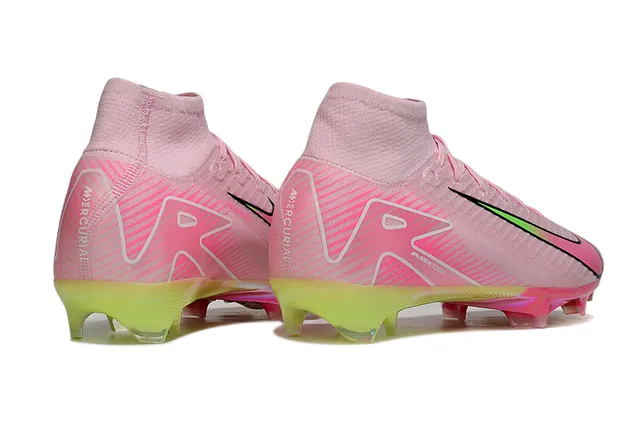 Nike Phantom GT Pink Green High-Cut Knit Upper Iridescent Sole Plate Firm-Ground Soccer Shoes 2