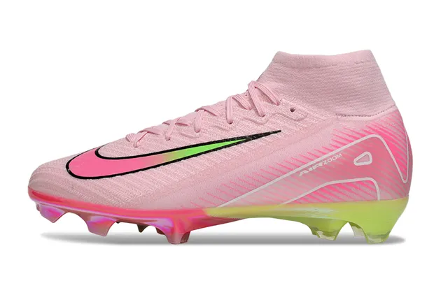 Nike Phantom GT Pink Green High-Cut Knit Upper Iridescent Sole Plate Firm-Ground Soccer Shoes 3