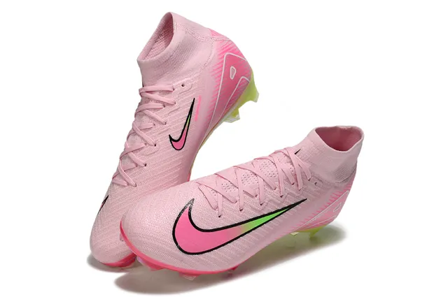 Nike Phantom GT Pink Green High-Cut Knit Upper Iridescent Sole Plate Firm-Ground Soccer Shoes 4