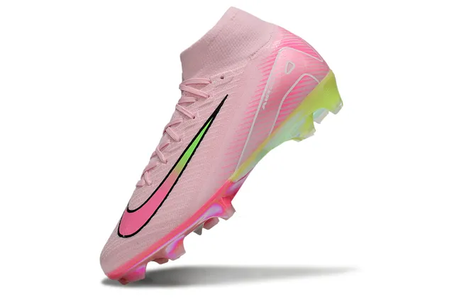 Nike Phantom GT Pink Green High-Cut Knit Upper Iridescent Sole Plate Firm-Ground Soccer Shoes 6