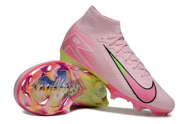 Nike Phantom GT Pink Green High-Cut Knit Upper Iridescent Sole Plate Firm-Ground Soccer Shoes 7