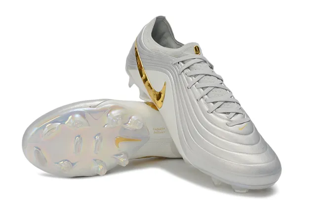 Nike Phantom GT White Gold Ribbed Synthetic Upper Iridescent Finish Firm-Ground Soccer Shoes 4
