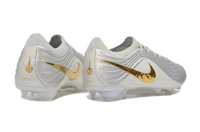 Nike Phantom GT White Gold Ribbed Synthetic Upper Iridescent Finish Firm-Ground Soccer Shoes 5