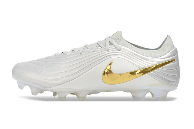 Nike Phantom GT White Gold Ribbed Synthetic Upper Iridescent Finish Firm-Ground Soccer Shoes 7
