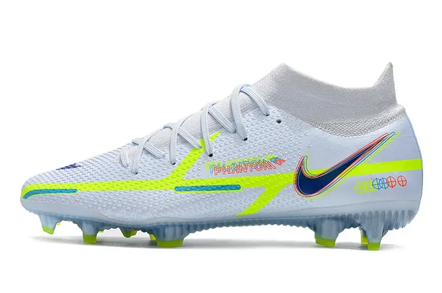 Nike Phantom GT White Green Low-Cut Sock-Fit Collar Firm-Ground Soccer Shoes 6