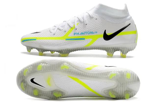 Nike Phantom GT White Green Low-Cut Sock-Fit Collar Firm-Ground Soccer Shoes 9