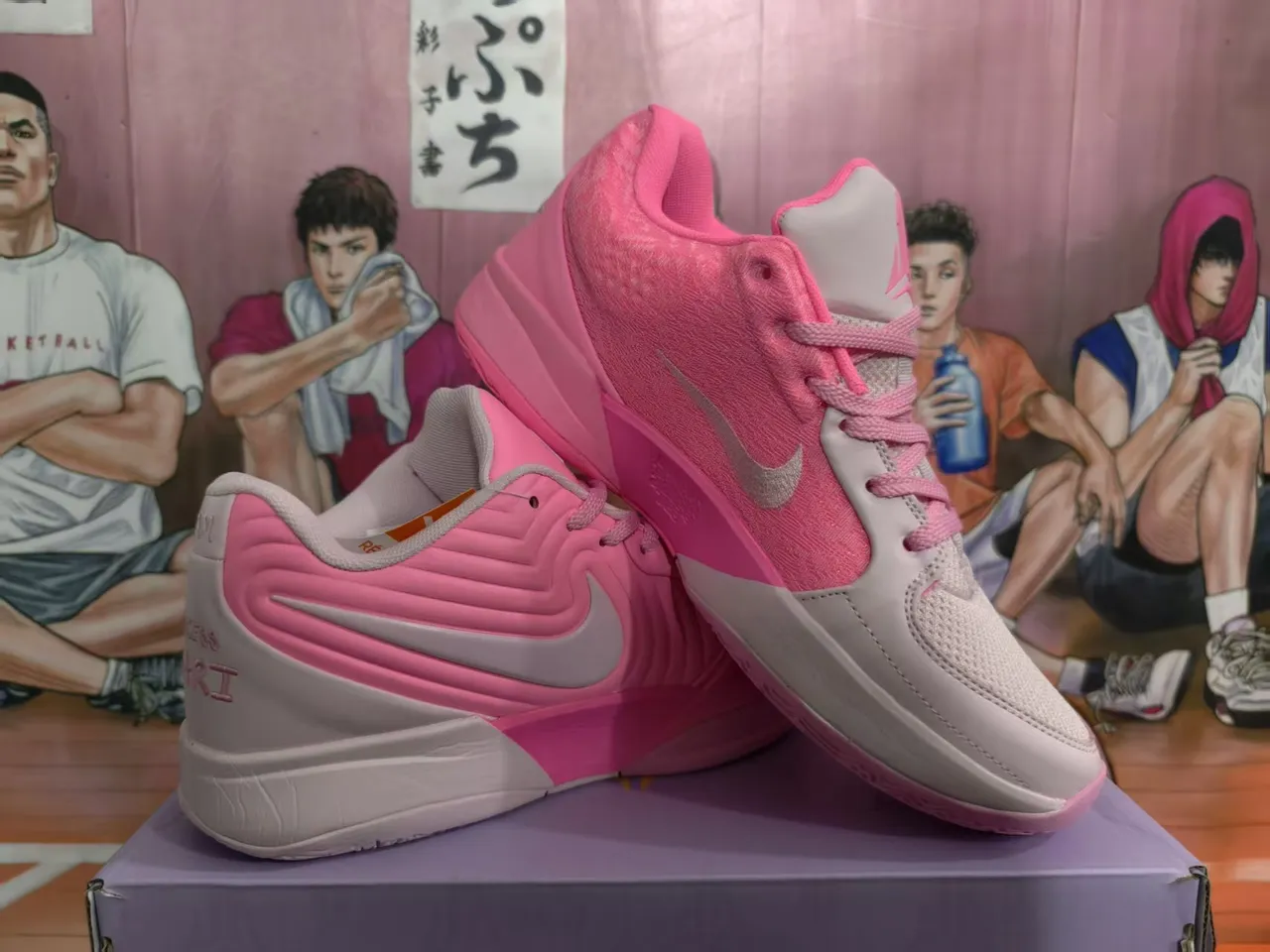 Nike Chaussures de Basketball Basses en Maille et Synthétique Rose et Gris 3
