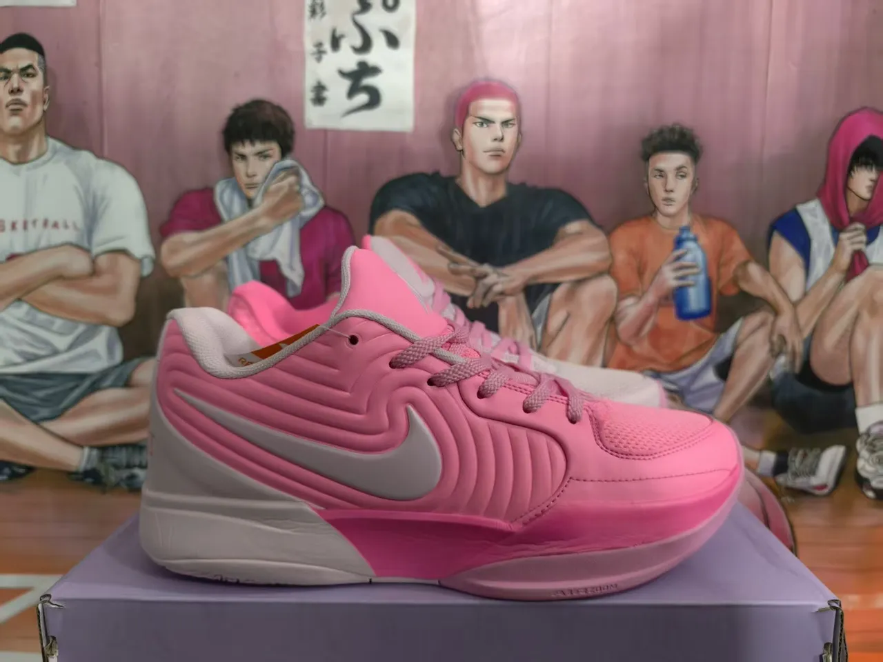 Nike Chaussures de Basketball Basses en Maille et Synthétique Rose et Gris 4