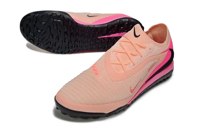 Nike Sapatos de futebol turf upper tricô rosa bege overlay cage sintético 5